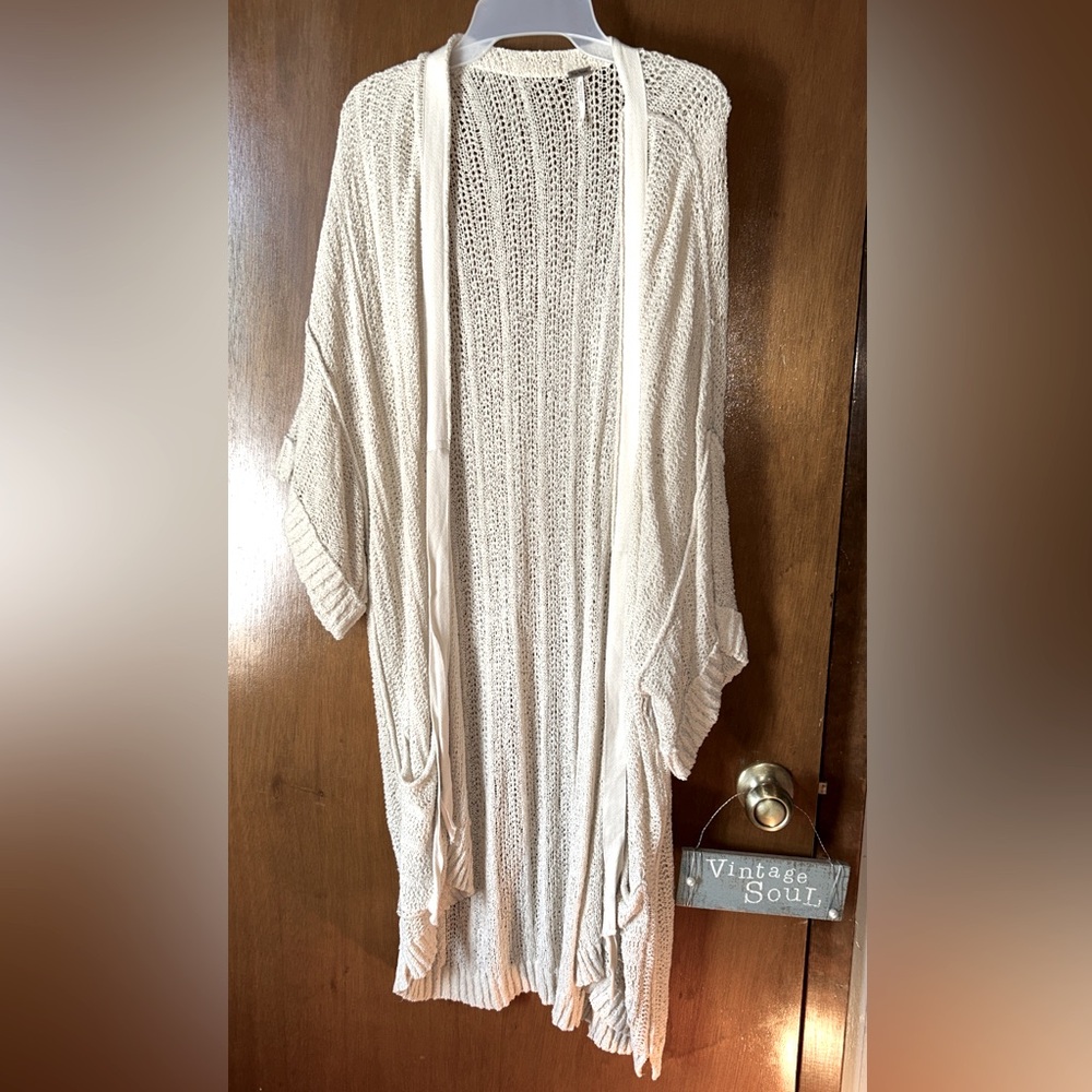 Cream Knit Open Front Cardigan